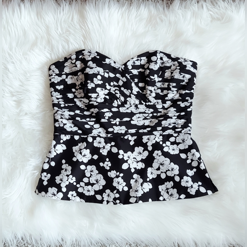 WHBM Floral Silk Blend Strapless Tube Top